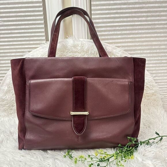 Kate Spade‎ Wine Burgundy Leather Large Shoulder Tote Laptop Organizer Bag - Picture 1 of 13